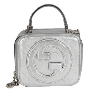 Gucci Metallic Silver GG Mini Top-Handle Crossbody